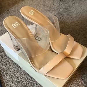 Blush/Nude BP Naomi Clear Block Heel Sandal Size 7